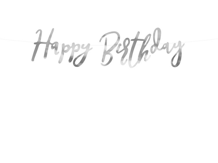 Guirlande "Happy birthday" argent